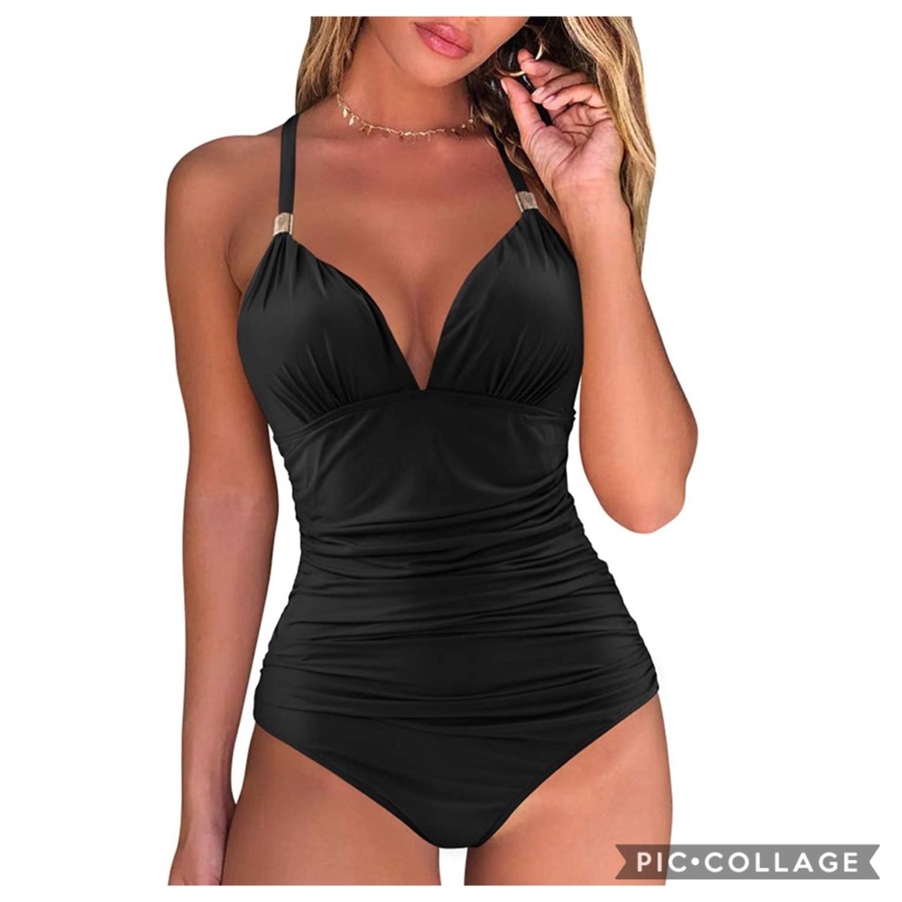 One-Piece Halter Swimsuit with Tummy Control